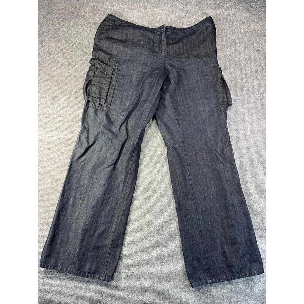 LAFAYETTE 148 NEW YORK Cargo Dark Wash Jeans Baggy Flared Womens Sz 14 X 32